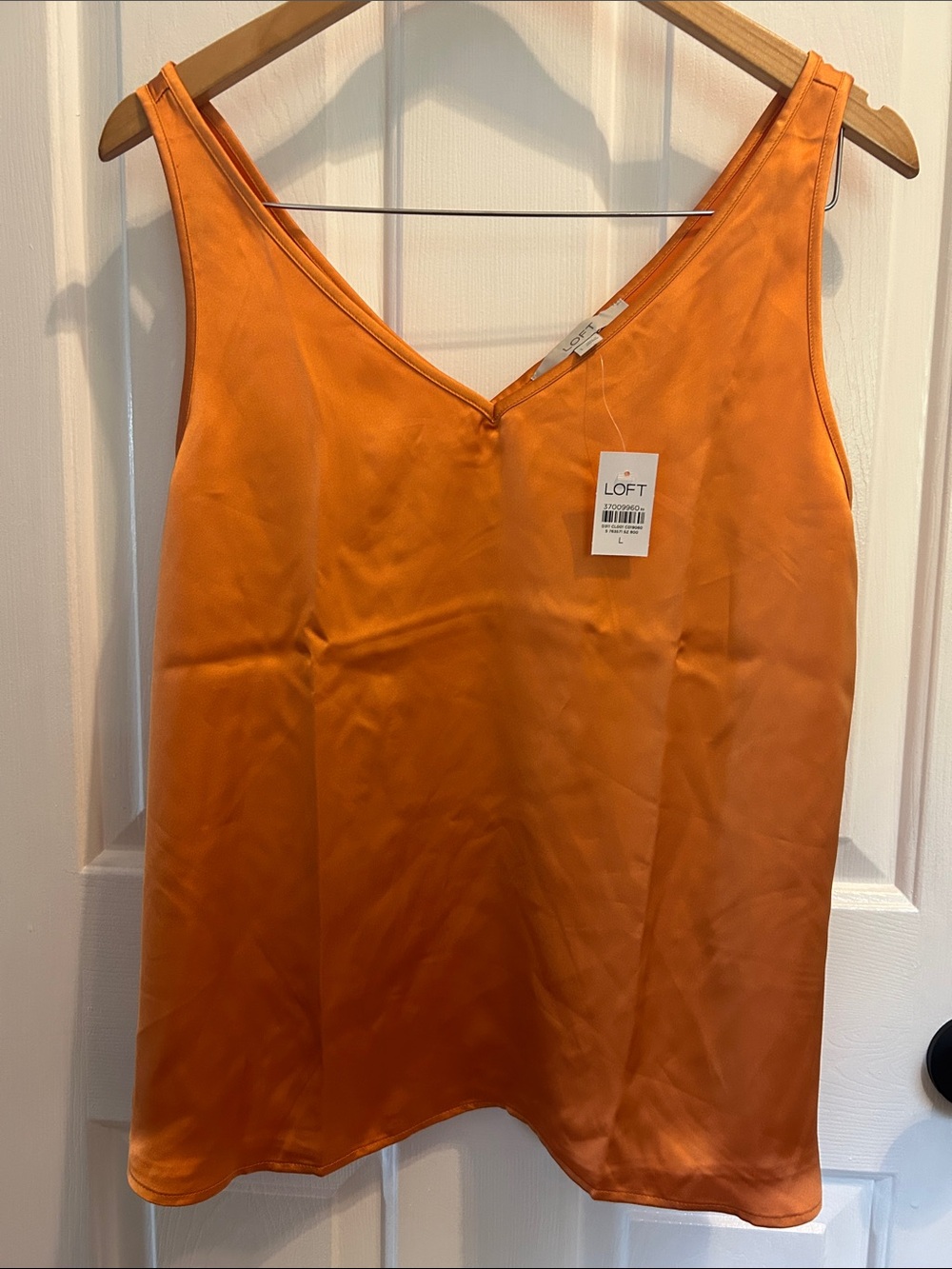 LOFT Orange Satin V-Neck Camisole Tank